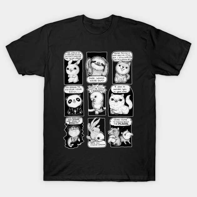 Cute Psycho Animals T-Shirt by DukeCoffeeArt